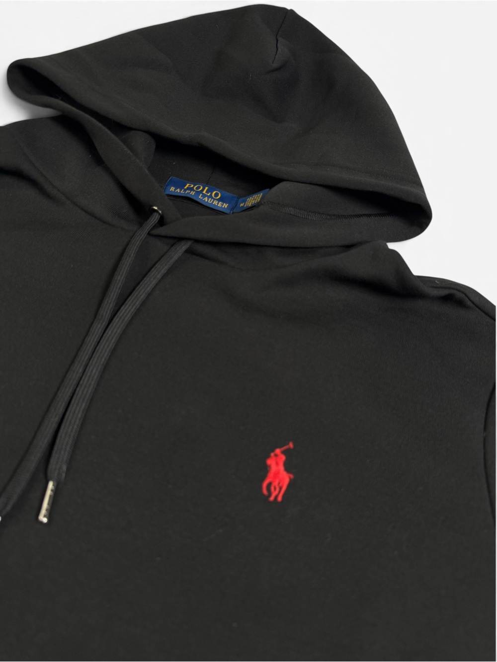 Polo Ralph Lauren Double Knit Hoodie Black Red Pony M NWOT